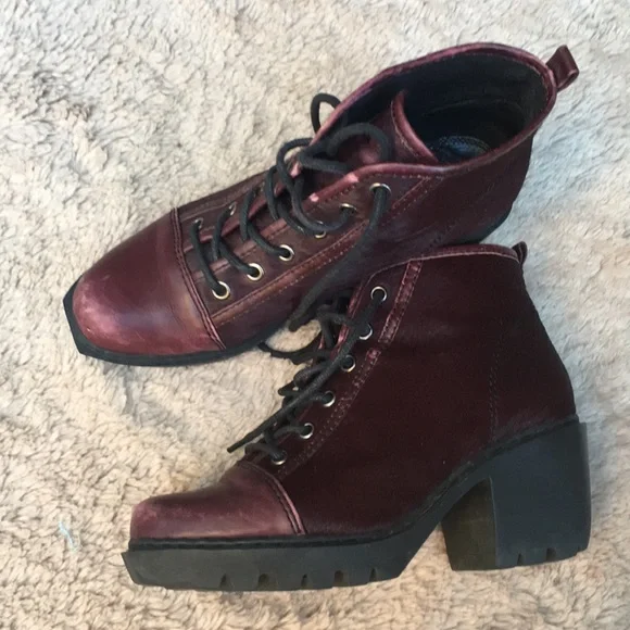 Opening Ceremony Burgundy Lace Up Boots - Picture 10 of 10